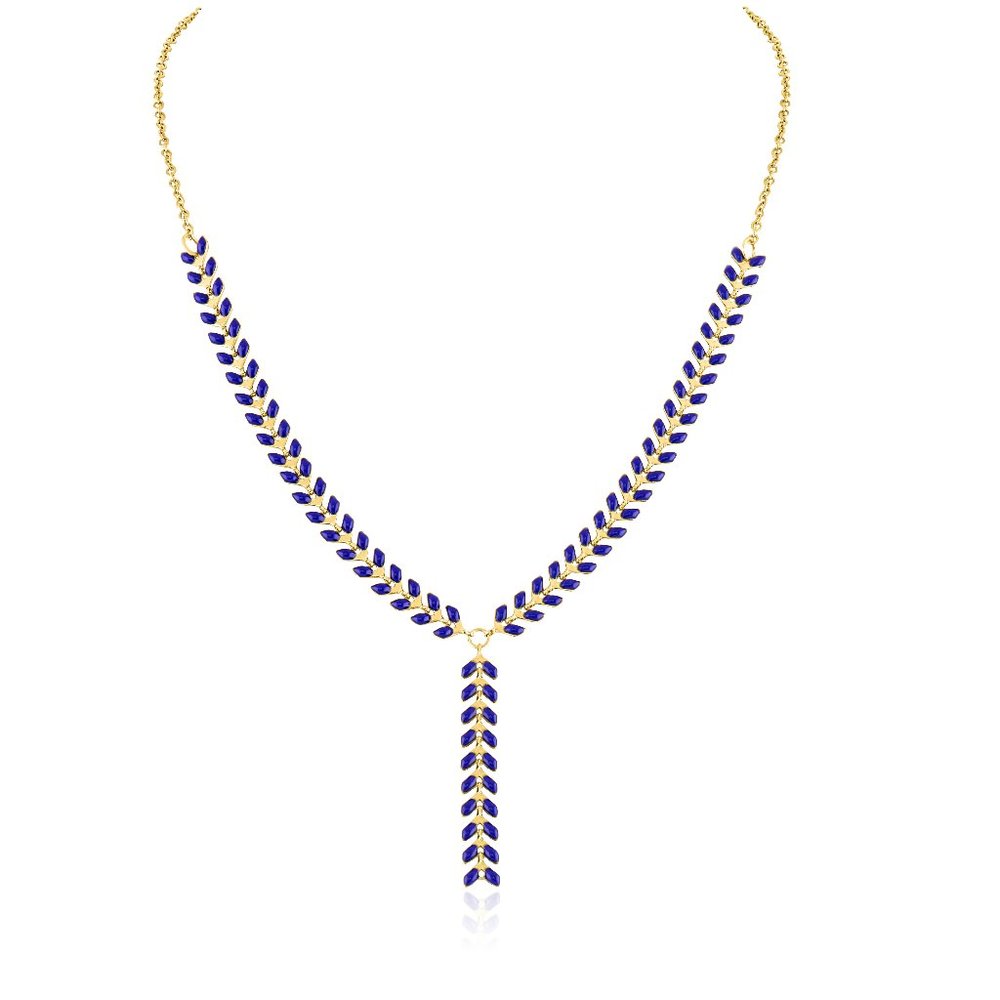 Necklace Blue Chevron Herringbone